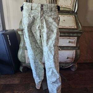 Floral Descente Womens DNA Size 10 Snowboard Pants Beige Greeny Grey
